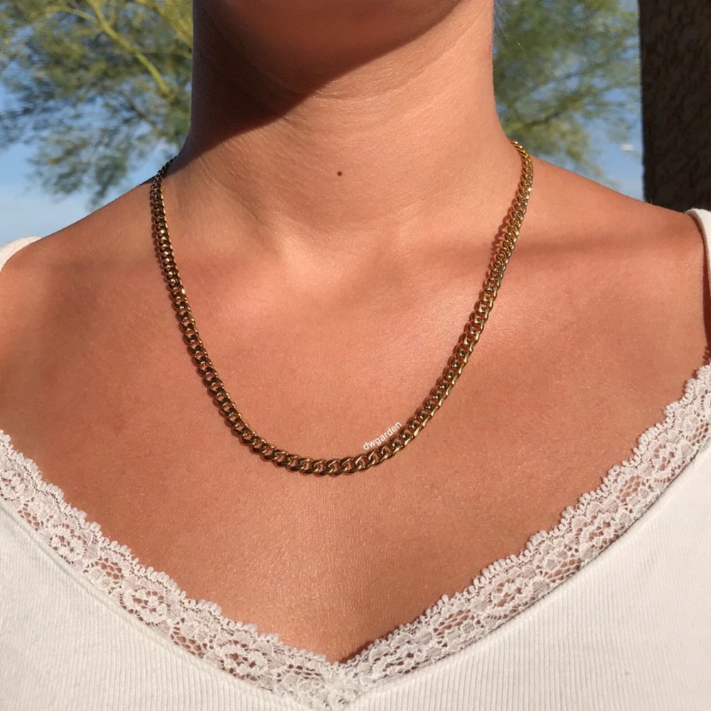 Gold Curb Chain Necklace